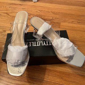 NEW Clear Ankle Strap  Block Cone Heeled Sandals